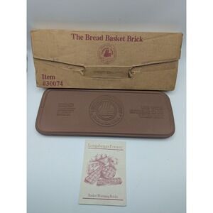 Vtg Longaberger Pottery The Bread‎ Basket Brick 30074 Warming Stone with Box